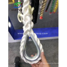 3 Strand White Polyester/Nylon/PA/Plastic/Sythetic/Marine/Mooring/Packing/Lifting/Twist/Twisted Mooring Rope with Thimble